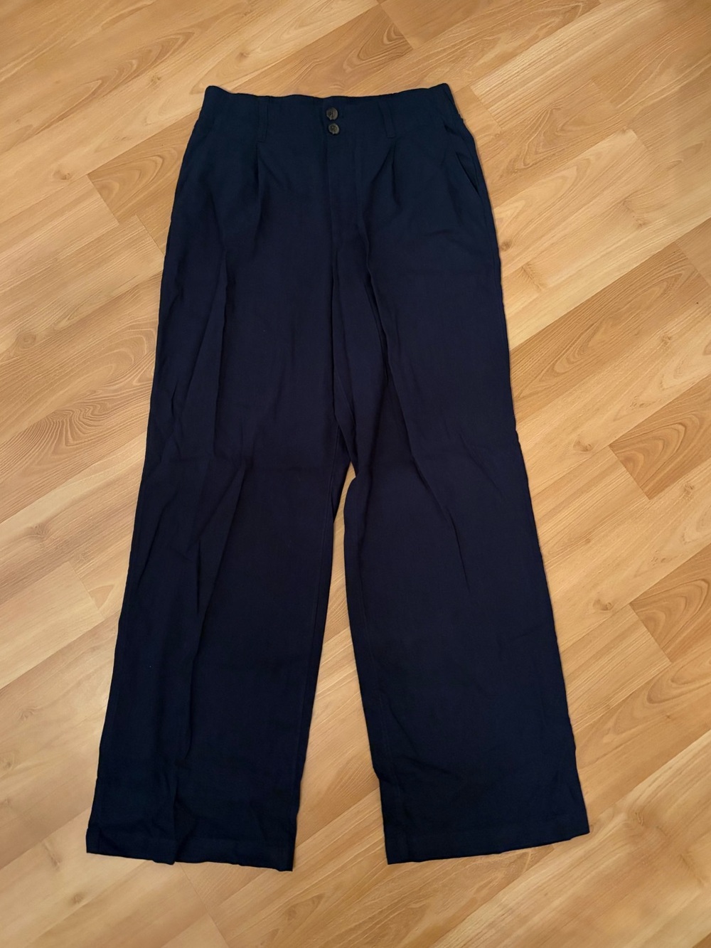 LC Lauren Conrad Navy Wide Leg Linen Cotton Blend Pant Size 10